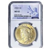 1924 Silver Peace Dollar NGC MS62