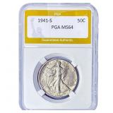 1941-S Walking Liberty Half Dollar PGA MS64