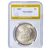 1887 Morgan Silver Dollar PGA MS64