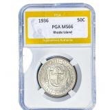 1936 Rhode Island Half Dollar PGA MS66