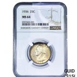 1936 Washington Silver Quarter NGC MS64