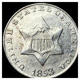 1853 Silver Three-Cent Piece NEARLY UNCIRCULATED