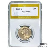 1936-D Washington Silver Quarter PGA MS67