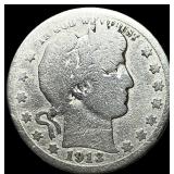 1913-S Silver Barber Quarter NICELY  CIRCULATED