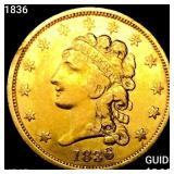 1836 $2.50 Gold Quarter Eagle NEARLY UNCIRCULATED