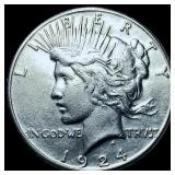 1924-S Silver Peace Dollar CHOICE AU CHOICE AU