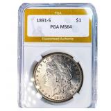 1891-S Morgan Silver Dollar PGA MS64