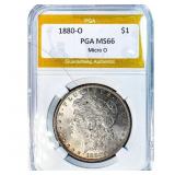 1880-O Morgan Silver Dollar PGA MS66 Micro O