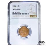 1882 Wheat Cent NGC MS64 BN