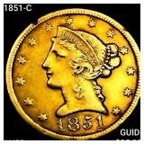 1851-C $5 Gold Half Eagle CLOSELY UNCIRCULATED