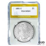 1881-S Morgan Silver Dollar PGA MS64