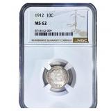 1912 Barber Dime NGC MS62