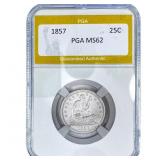 1857 Seated Liberty Quarter PGA MS62