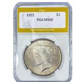 1925 Silver Peace Dollar PGA MS66