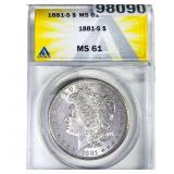 1881-S Morgan Silver Dollar ANACS MS61