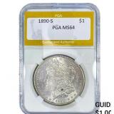 1890-S Morgan Silver Dollar PGA MS64