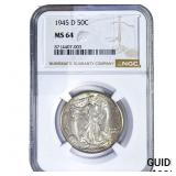 1945-D Walking Liberty Half Dollar NGC MS64