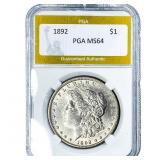 1892 Morgan Silver Dollar PGA MS64