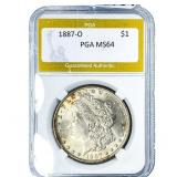 1887-O Morgan Silver Dollar PGA MS64