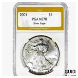 2001 American Silver Eagle PGA MS70