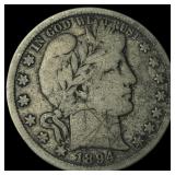 1894-S Silver Barber Half Dollar NICELY CIRCULATED