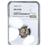 1925-S Wheat Cent NGC MS65 BN