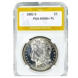 1882-S Morgan Silver Dollar PGA MS66+ PL