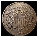 1864 Two-Cent Piece CHOICE AU CHOICE AU