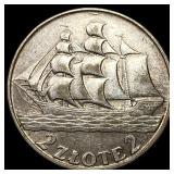 1936 Poland Silver 2 Zlote HIGH GRADE HIGH GRADE