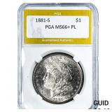 1881-S Morgan Silver Dollar PGA MS66+ PL