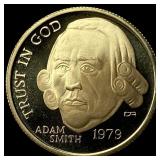 1979 Gold 1/10oz Adam Smith Medallion NICELY  CIR