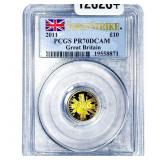 2011 Great Britain Gold Â£10 1/10oz AGW PCGS PR70