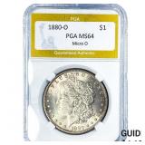 1880-O Morgan Silver Dollar PGA MS64 Micro O