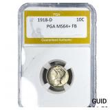 1918-D Mercury Silver Dime PGA MS64+ FB