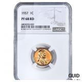 1957 Wheat Cent NGC PF68 RD