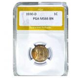 1930-D Wheat Cent PGA MS66 BN