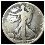 1921-D Walking Liberty Silver Half Dollar LIGHTL
