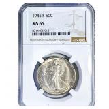 1945-S Walking Liberty Half Dollar NGC MS65