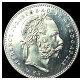 1870 Hungary 20 Krajezar Proof