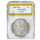 1882-O/S Morgan Silver Dollar PGA MS63 Strong