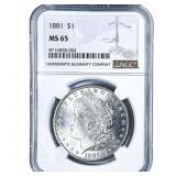 1881 Morgan Silver Dollar NGC MS65