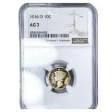 1916-D Mercury Silver Dime NGC AG3