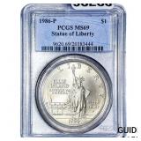 1986-P Statue of Liberty Silver Dollar PCGS MS69