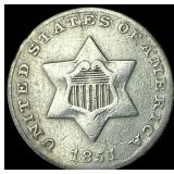 1851 Silver Three-Cent Piece CLOSELY UNCIRCULATED