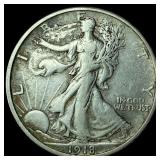 1918-S Silver Walking Liberty Half Dollar NEARLY