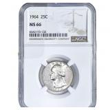 1964 Washington Silver Quarter NGC MS66