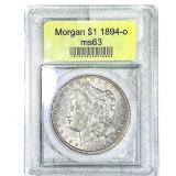1894-O Morgan Silver Dollar USCG MS63