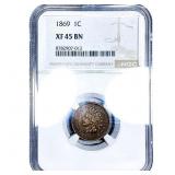 1869 Indian Head Cent NGC XF45 BN