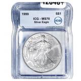 1999 Silver Eagle PCGS MS70