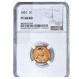 1957 Wheat Cent NGC PF68 RD